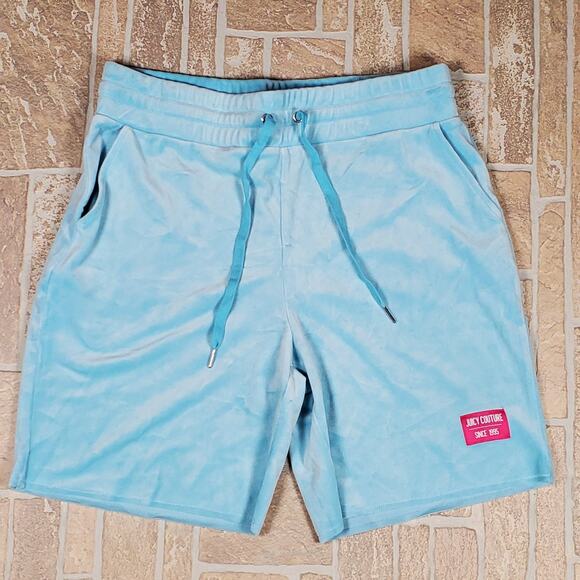 Juicy Couture Luxe Velour Long Short Spring Blue Size Large - Picture 1 of 6